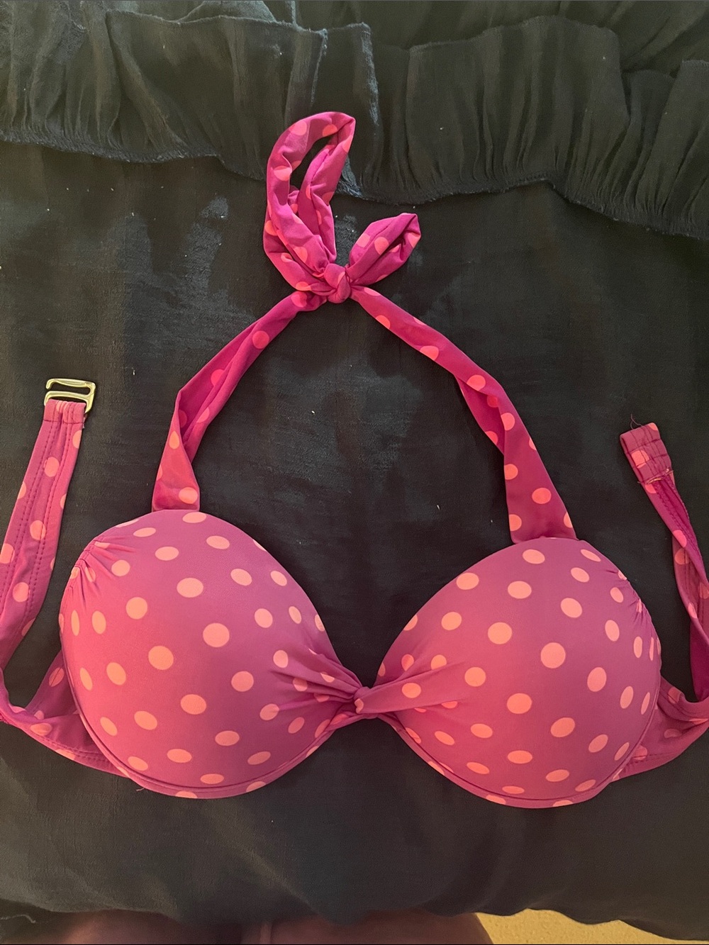 Pink Polka Dot Bikini Top